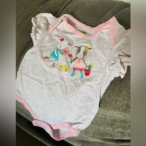 John Deere Pink Kids Bodysuit with Animal Design